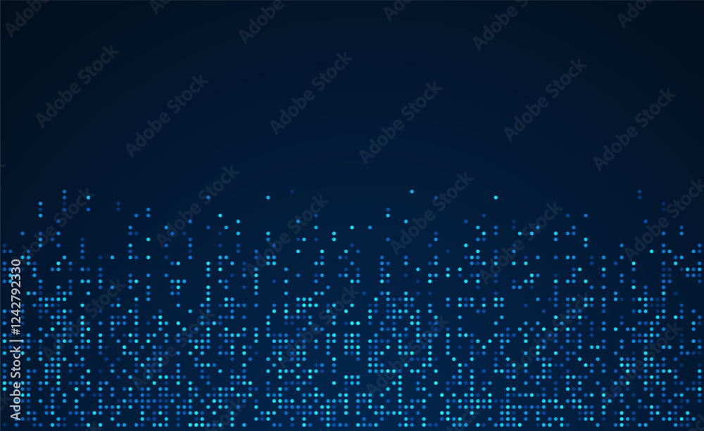 Poster digital technology background. digital data dots bllue pattern pixel background