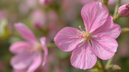 Fototapeta premium Vibrant pink petals of a spring-scented flower fluttering in the gentle breeze, fragrant, nature