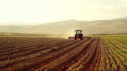 Naklejka premium tractor on the field