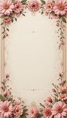 Obraz premium A frame of colorful spring flower with copy space for text, featuring floral design elements like flowers, leaves, and a vintage texture, perfect for a spring, valentine greeting card