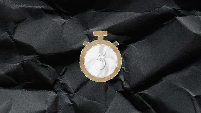 countdown paper animation 9 to 0 with unique clock element