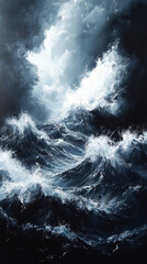 Abstract background with stormy sea waves. Fantasy fractal texture.