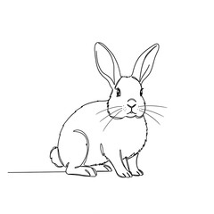 A rabbit in black and white illustration.