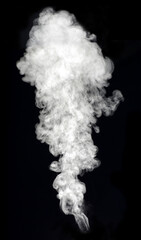 White smoke isolated against a black background.