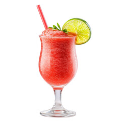 Strawberry Lime Slush Drink on transparent background.