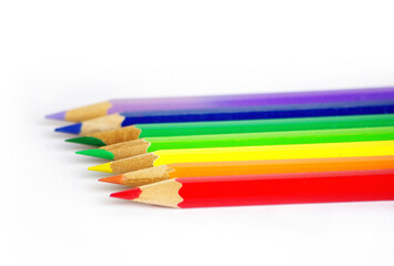 colored pencils on white background