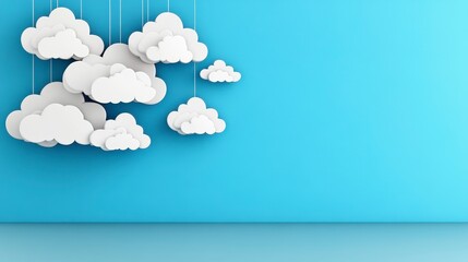 Whimsical White Clouds Floating Against A Light Blue Wall