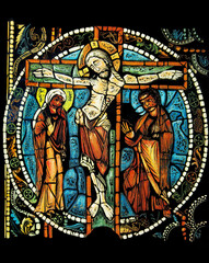 Colored glass mural of Jesus