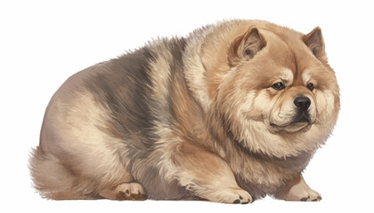 Obraz premium Fluffy chow chow dog resting with calm expression