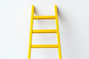 Yellow ladder against white wall; success concept