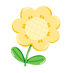 Simple style flower illustration in orange-yellow color tone, minimalist flower style, showing brightness, decorating various graphic works.