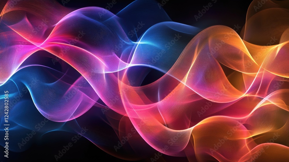 Poster Abstract Colorful Waves Flowing Dynamically Through Space