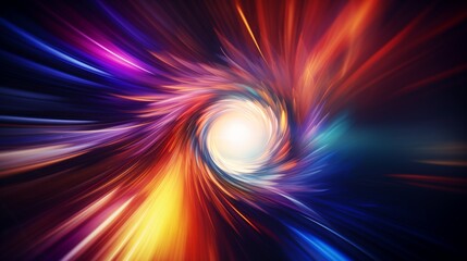 Obraz premium A camera lens surrounded by vibrant light beams, forming an artistic abstract design