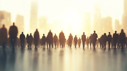 Fototapeta premium City Crowd Walking Sunset