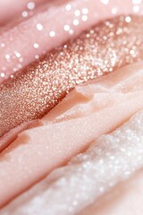 Fototapeta premium A smooth gradient showcases pastel tones of rose gold, champagne, and pearl, enhancing the luxurious look with fine glitter particles scattered throughout for added elegance