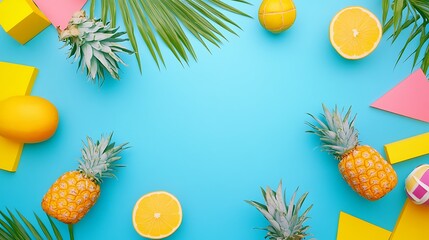 Tropical fruits summer background