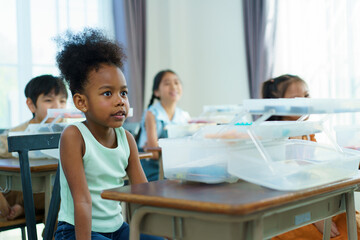 Group of diverse children enjoy learning about the STEM.