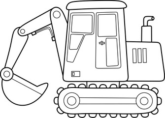 Excavator cartoon coloring book page