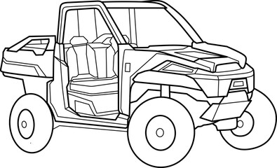 Utv car cartoon coloring book page