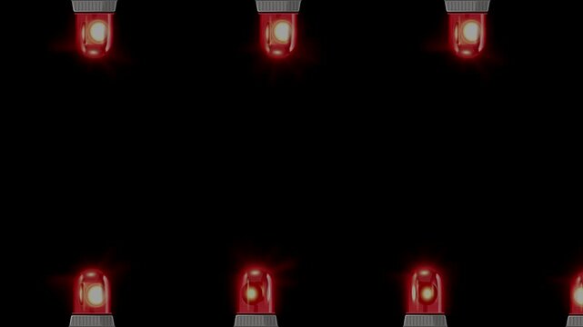 Red alerts lights motion black background.