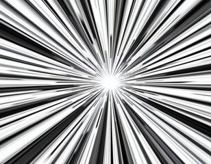 Obraz premium AI image displaying abstract black and white radial lines emanating from a central bright point, creating a sense of speed and energy.