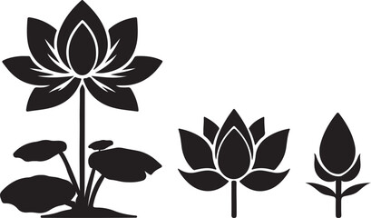 lotus plant flower clip art silhouette logo design vector illustration