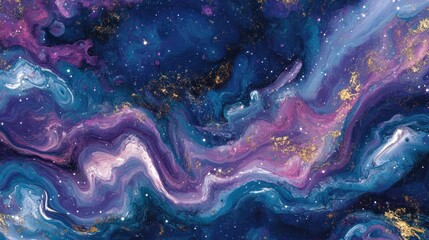 Obraz premium Abstract Cosmic Galaxy Swirling Paint Artwork