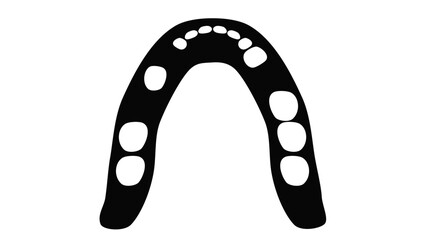 jaw with removed teeth, black isolated silhouette