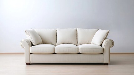 Cream Corduroy Sofa with Cushions in Minimalist Setting