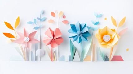 Obraz premium Set of flowers. Abstract origami flowers icons background. style for banners, wallpaper, posters, websites, online shopping.Vector illustration design and creative idea,eps 10.