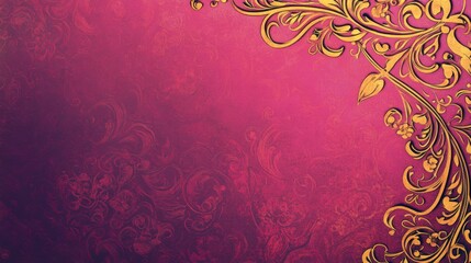 Elegant Gold Filigree Design on Crimson Background