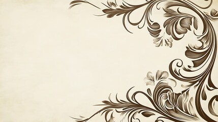 Vintage floral frame, beige paper background, design element