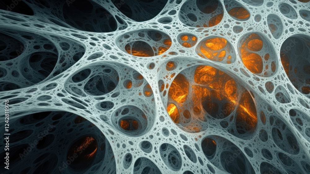 Poster abstract gray and orange fractal network design