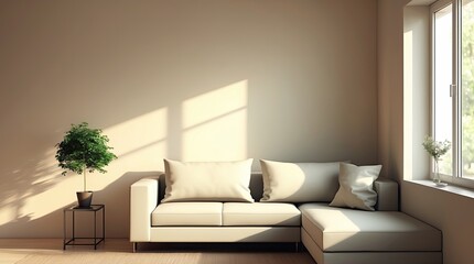 A minimalist living room with clean background 
