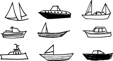 Collection of Hand-Drawn Boats