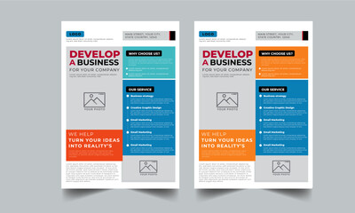 Corporate flyer design template with 2 color design concept layout