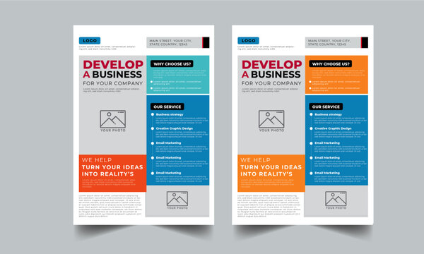 Corporate flyer design template with 2 color design concept layout