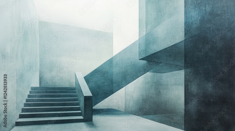 Poster abstract staircase in a modern architectural space