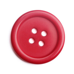 Plastic cloth button closeup on white background