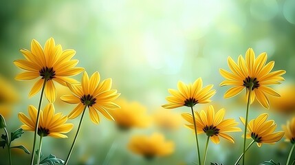 Obraz premium Stunning Yellow Flowers in Full Bloom: A Vibrant Nature Scene