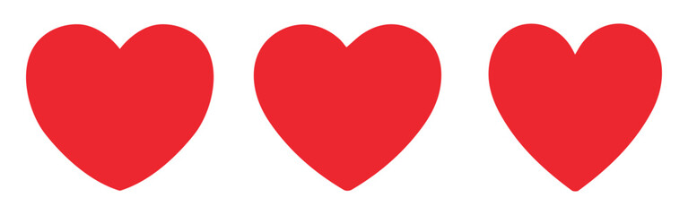 Red hearts icons. Simple and clean design, perfect for Valentine's Day, love themes, romantic graphics, or minimalistic decorations and digital content. Heart, red heart, vector heart, love, hearts.