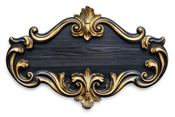 Ornate Black and Gold Decorative Wooden Plaque
