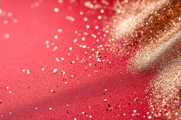 A smooth red gradient is adorned with fine, sparkling gold glitter particles that add a touch of glamour and warmth