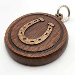 Wooden Charm horseshoe on a white background