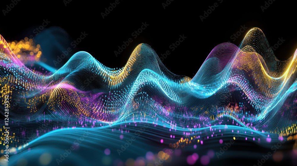 Aufkleber Abstract Colorful Light Waves Flowing Dynamically