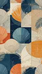 Seashell. Abstract shape. Summer pattern . Oil painting