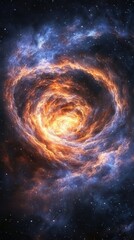 Obraz premium Fiery Cosmic Spiral Nebula Swirling Through Space