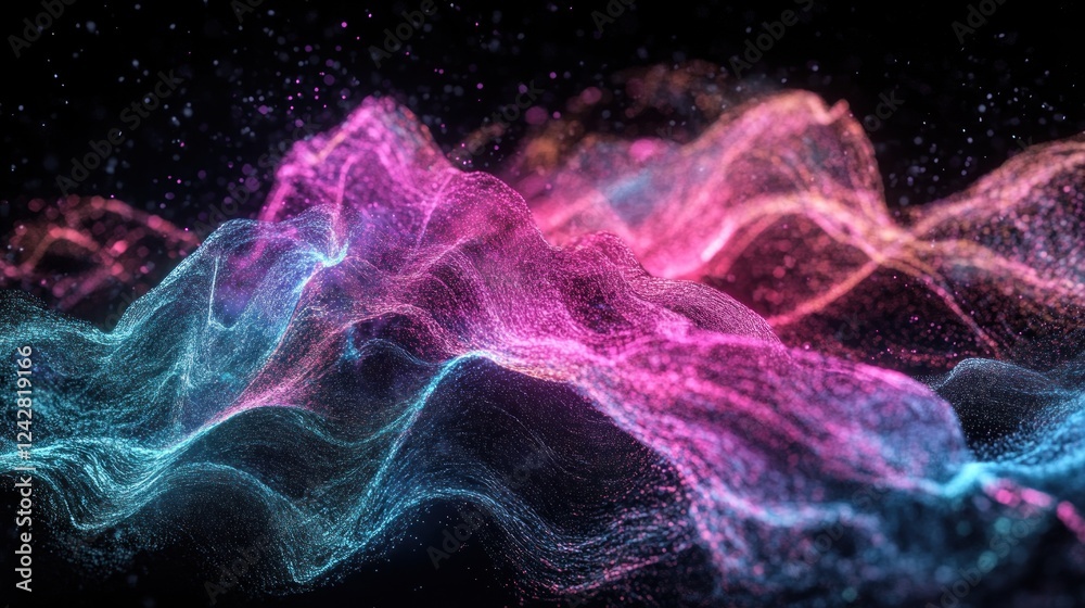 Poster Abstract Colorful Particle Wave Formation