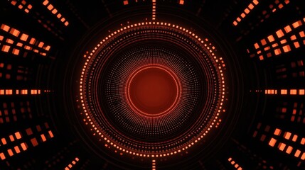 Abstract Orange Lights Tunnel Digital Design