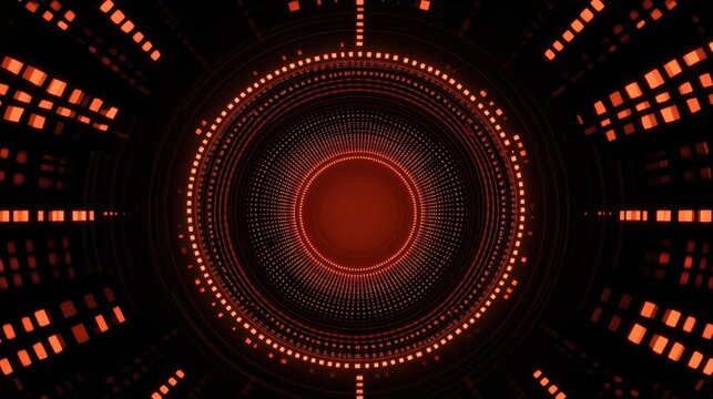 Abstract Orange Lights Tunnel Digital Design